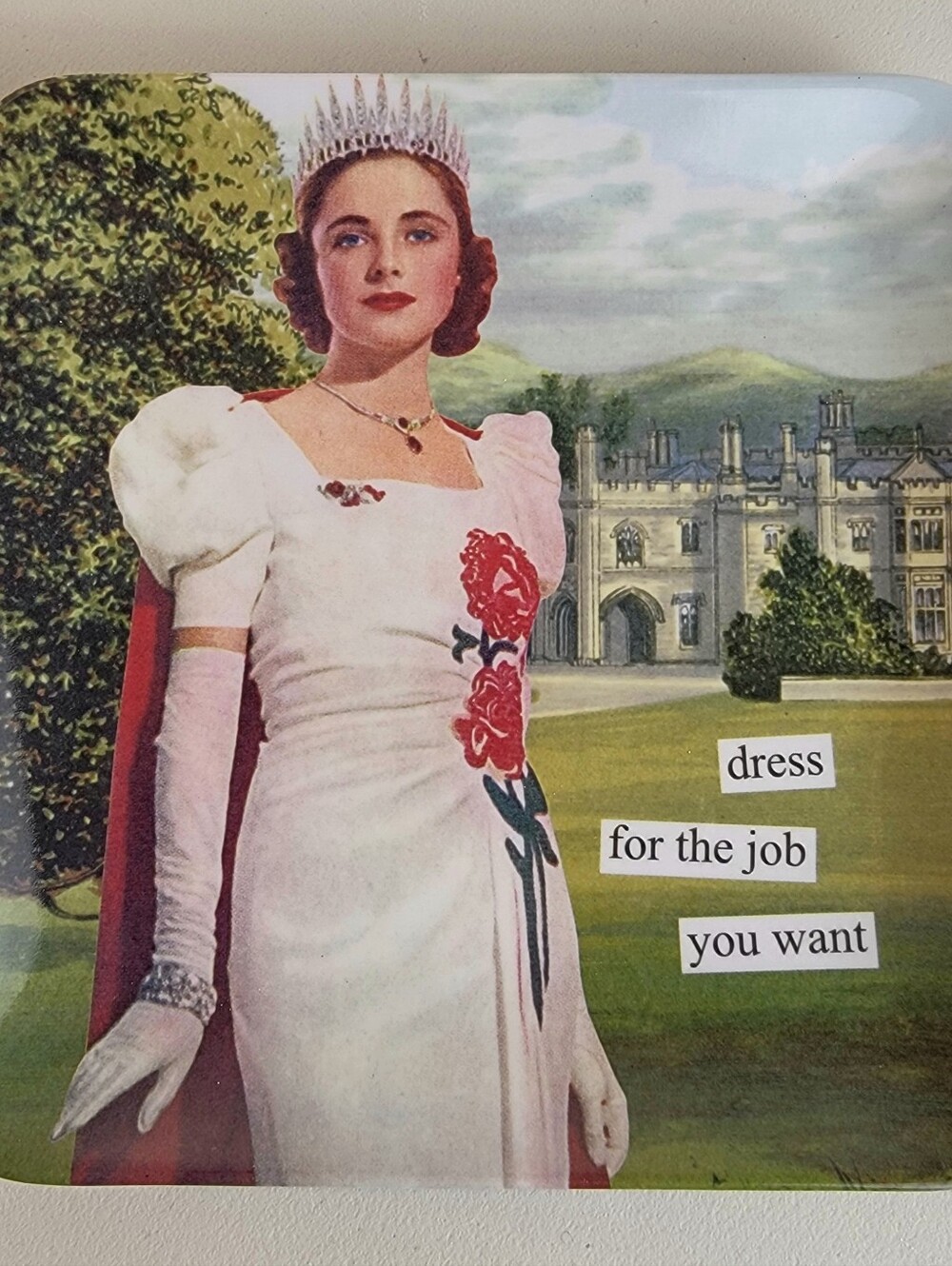 Anne Taintor 5.5" Melamine Retro Trinket Tray Plate "dress for the job you want"
